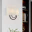 2 Light English Bronze ADA Sconce With Hand Crafted Oatmeal Fabric Shade With White Fabric Inside-611700173