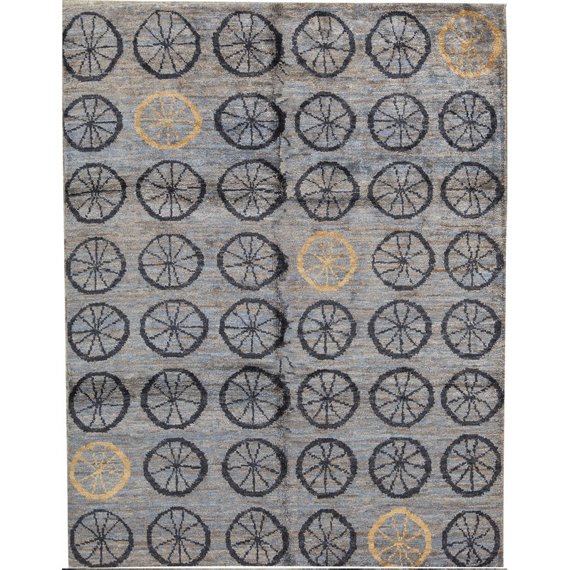 Tapis gris de haute qualité noué à la main