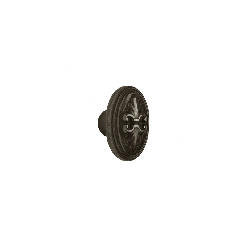 Fleur De Lis Bronze Oval Knob, Silicon Bronze Dark