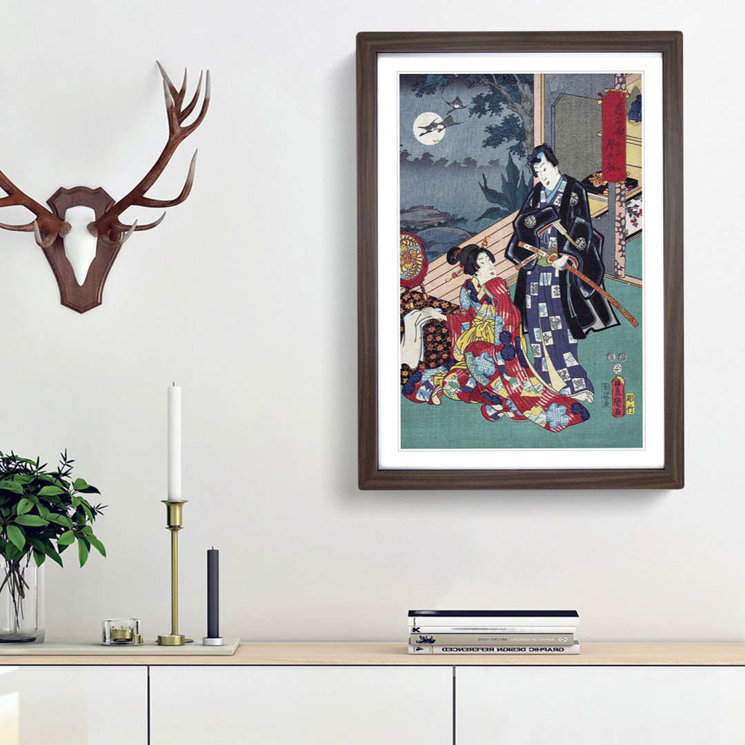 A Full Moon by Utagawa Kunisada - Framed Print