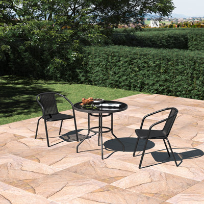 Bayviewpark 2 - Person Patio Dining Set Umbrella Hole Included Round Table