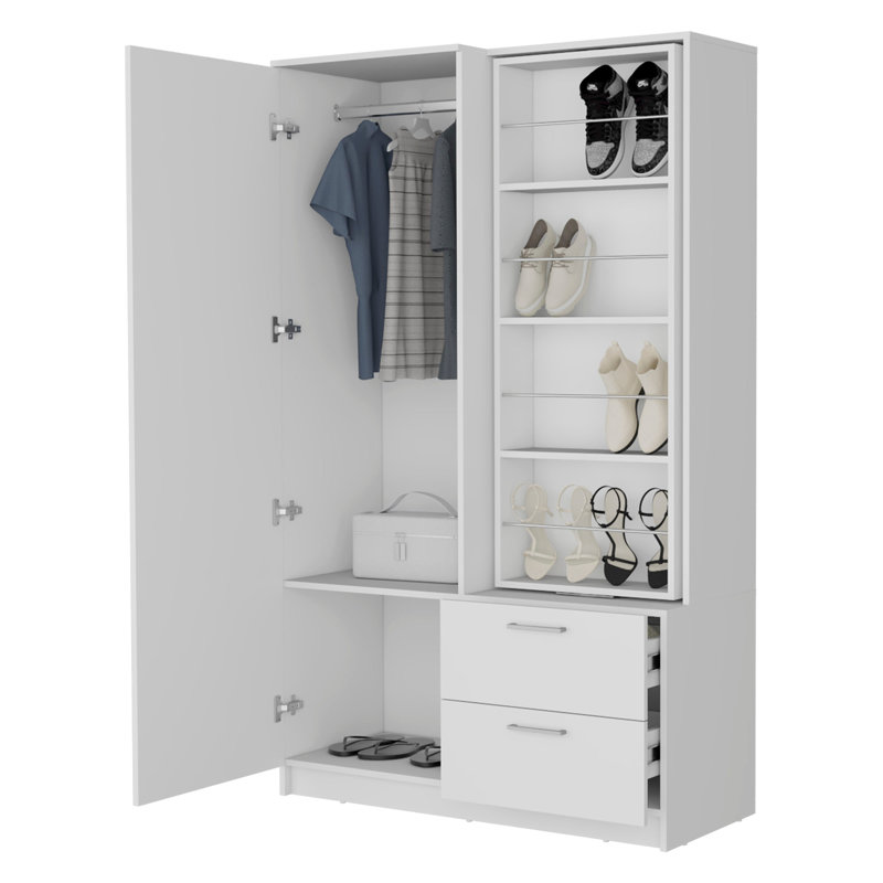 Armoire moderne avec rangement ouvert et 2 tiroirs Modern, Blanc