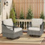 Ensemble de 2 chaises berçantes d'extérieur pivotantes pour l'extérieur, avec coussins d'extérieur et de patio