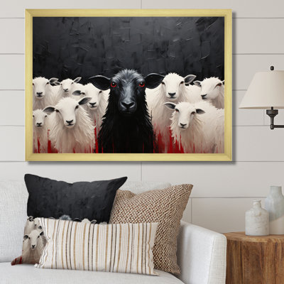 Troupeau de moutons noir et blanc - impressions encadrées de moutons