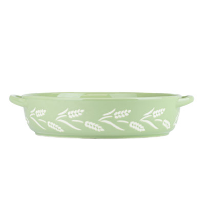 10 Strawberry Street Harvest Wheat Baking Dish, Round, Sage
