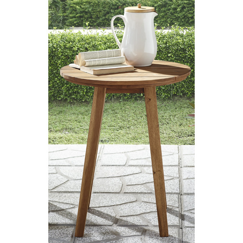 Tori Round Acacia Outdoor Side Table , cm W cm D, Brown