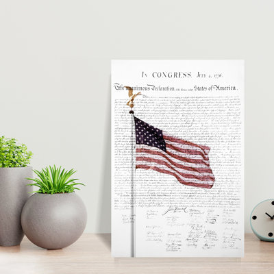 COMPOSITE OF AMERICAN FLAG AND THE DECLARATION OF INDEPENDENCE by H. Armstrong Roberts - Wrapped Canvas Print