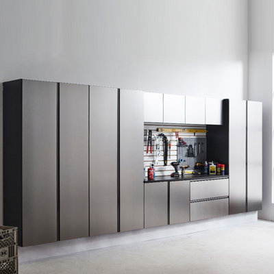 Series Garage Storage Cabinet Metallic Gray - Wall Mounted, Extra Deep, Heat And Water Resistance, Soft Closing With Mounted Design Efficient
