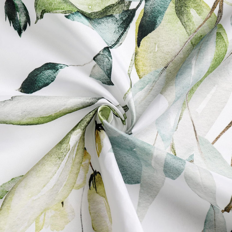 Long rideau de douche à motif aquarelle floral vert sauge - Rideau de salle de bain en tissu de polyester imperméable avec œillets antirouille, impression numérique HD pour des couleurs éclatantes