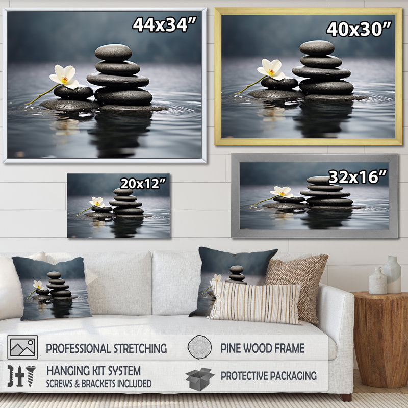 Blue Zen Serenity of Spiritual Stones in Water III - impressions sur toile de pierre spirituelle, Toile tendue
