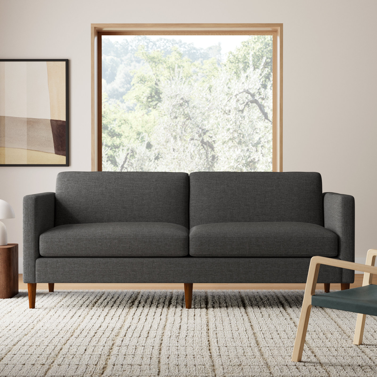 Clifford 87'' Sofa, Zuma Charcoal Textured Linen