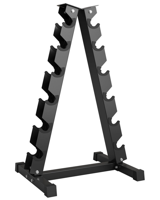 Support vertical à 6 niveaux pour haltères - rangement en acier robuste pour salle de gym à domicile, support noir peu encombrant