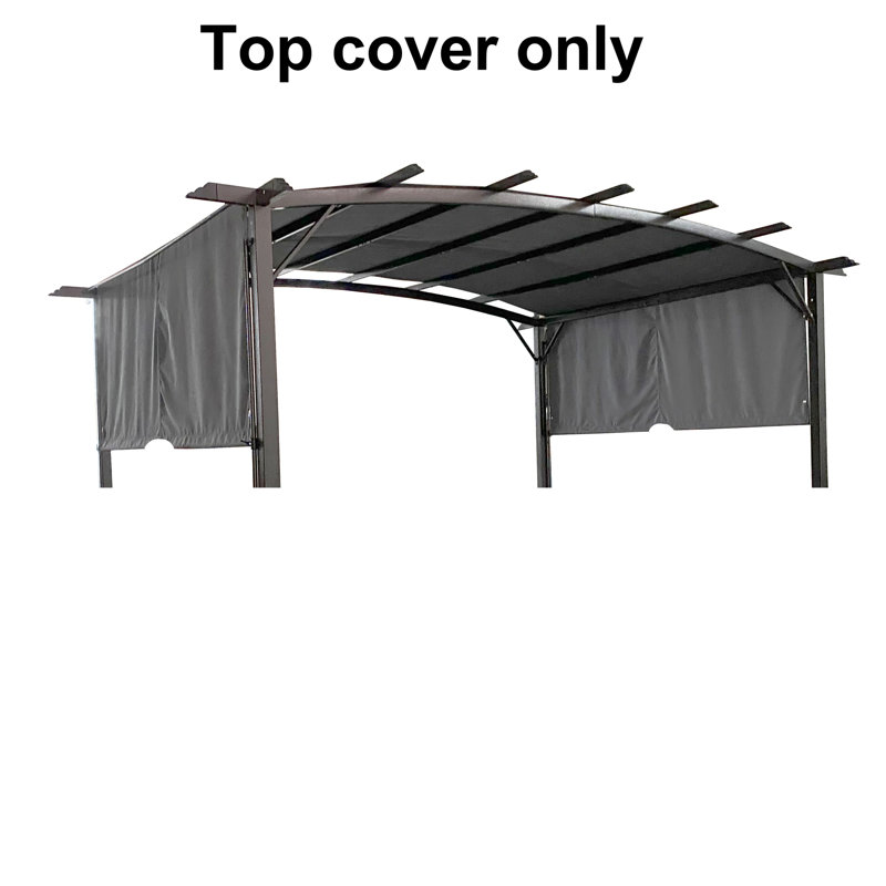 Universal Grey Canopy Cover Replacement For 12X9 Ft Outdoor Curved Pergola. Fabric With Guard, Water-Repellent, And Fade- Qualities. Retractable Two Shading Option. Easy To Put Together. Suited