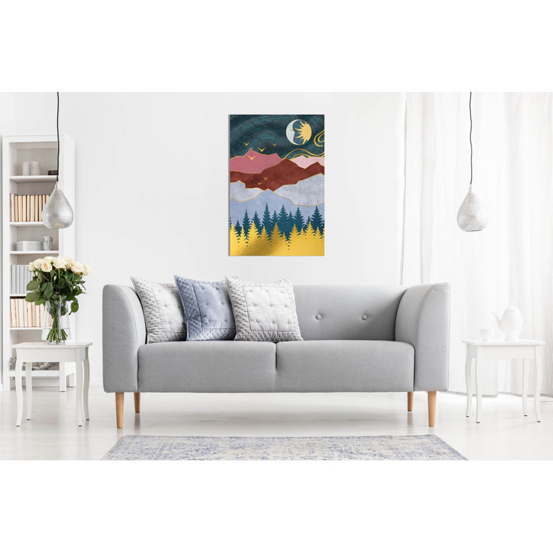 Mountain Forest - Wrapped Canvas Painting, 31cm H x 20cm W