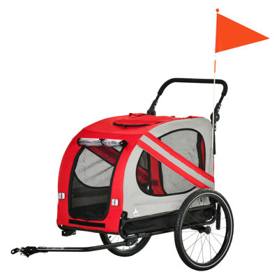 2-In-1 Pet Bike Trailer For Small Dogs, Road-Visibility Bicycle Stroller, Weather-Strong Bike Wagon Trailer Sidecar Attachment