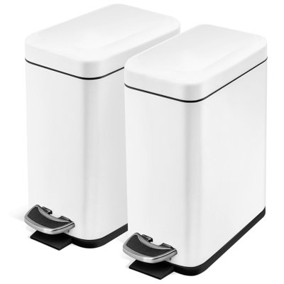 Ensemble de 2 poubelles minces en acier inoxydable de 1,3 gallon avec pédale et couvercle à fermeture lente