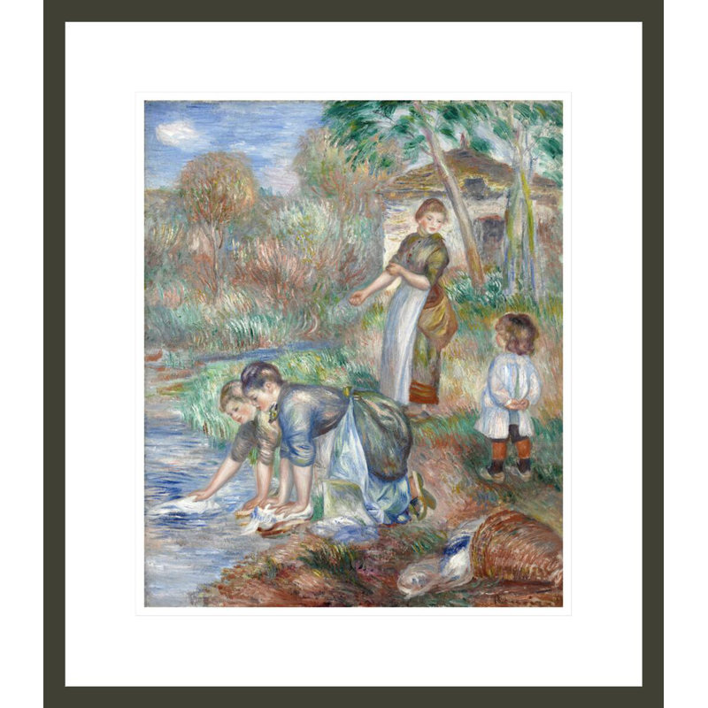 «Washerwomen» Pierre-Auguste Renoir - Impression giclée encadrée, H 20,27 po x l 17,75 po