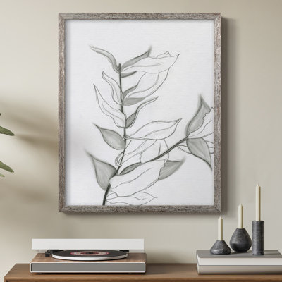 Charcoal Foliage Framed Print - Solid Wood