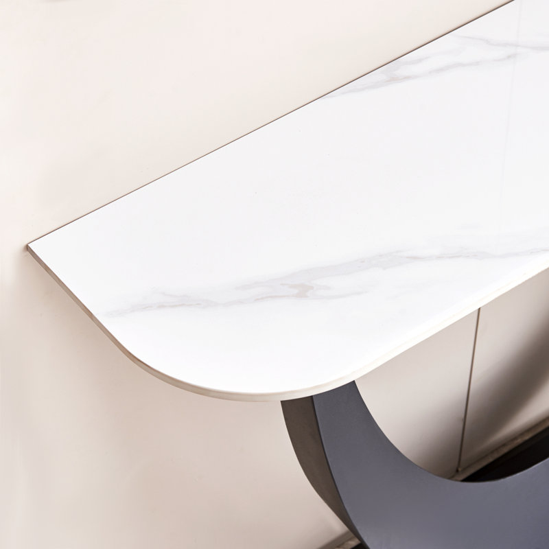 Console moderne avec son design unique, table d'entrée, table Hoyer avec patins réglables, Noir, noir, noir, noir