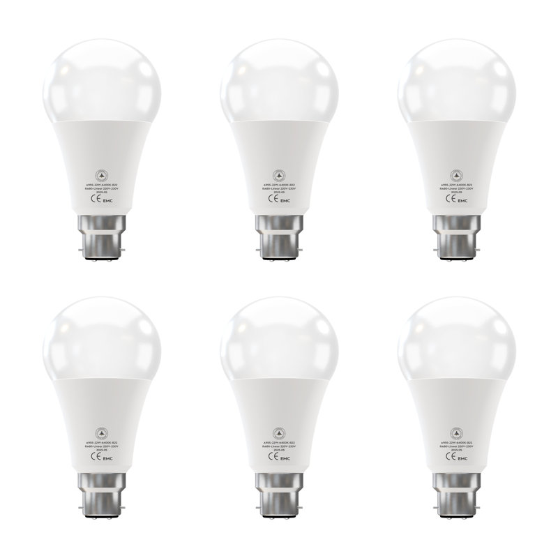 6 Pack LED B22 A95 Light Bulb, 22W (100W Equivalent) Non-Dimmable Cool White 6500K 2206lm Energy Saving GLS LED Golf Super Bright Light for Home Lining Dining Area Appliance