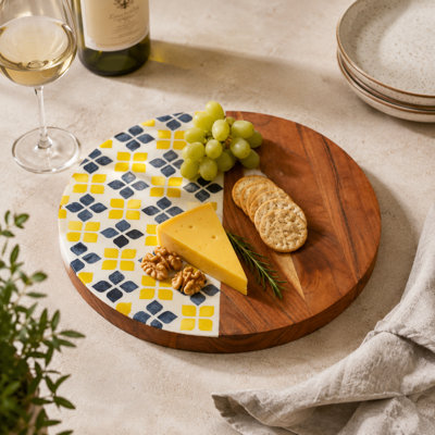 Handcrafted Acacia Wood Round Serving Board