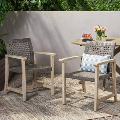 Chaise de salle à manger en bois et osier Hampton (ensemble de 2)