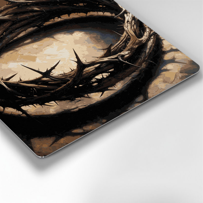 Art mural en métal Botanical Crown of Thorns, H 16 po x l 16 po