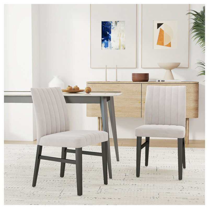 Winston Porter Vonzetta Contemporary Upholstered Dining Chairs, Set Of 2, Tan, Tanné