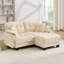 Canapé en L Chenille avec 4 coussins en forme de L, repose-pieds mobile et garniture capitonnée matelassée à conception ergonomique, canapé à assise profonde facile à assembler pour le bureau du salon, appartement, beige crème-133931564-133931567