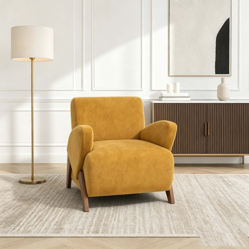 Fauteuil d'appoint en velours 28,15 pouces, Brown Yellow