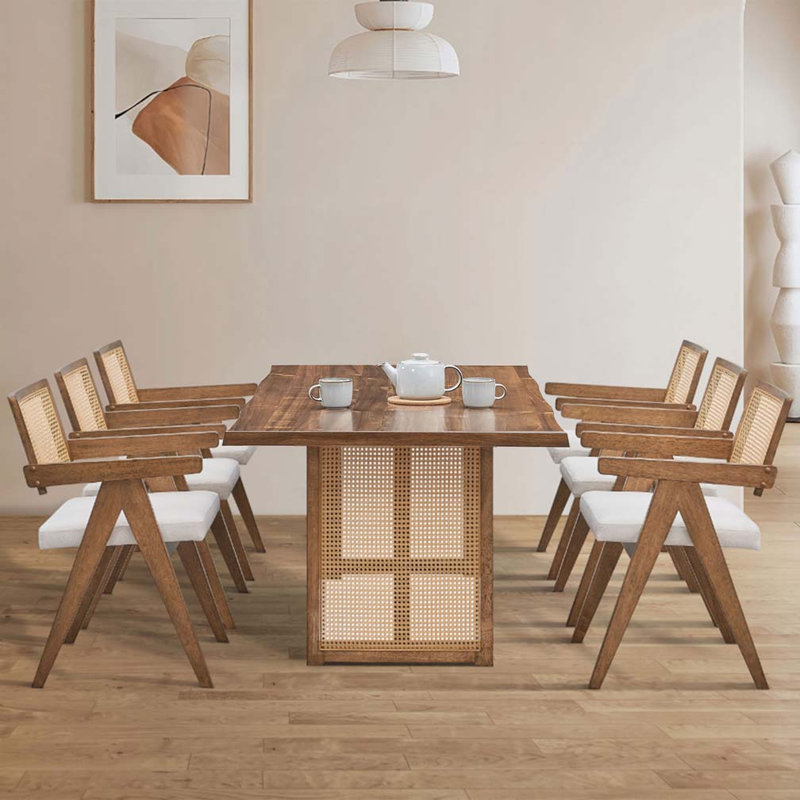 Table de salle à manger en bois avec base en bois, H 29,53 po x l 86,61 po x P 39,37 po