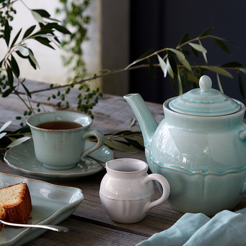 Alentejo Stoneware Teacup and Saucer, Blue