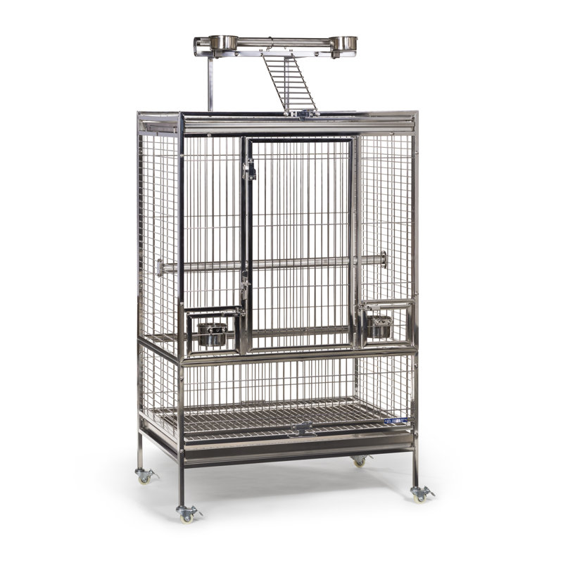 Cage à oiseaux en acier inoxydable avec roue Ousley