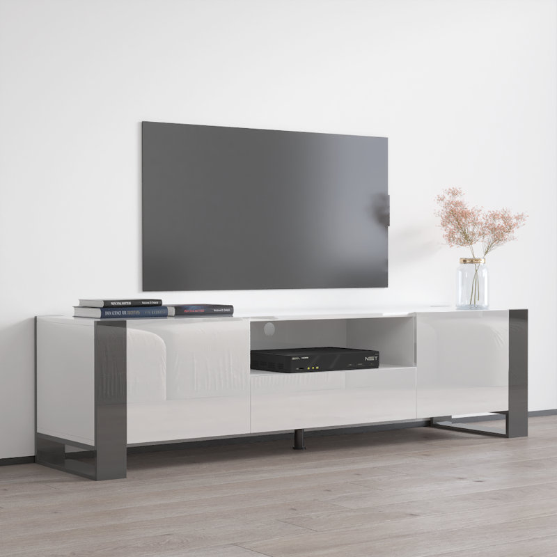 Meuble télé 71 po Woody, Blanc / Gris