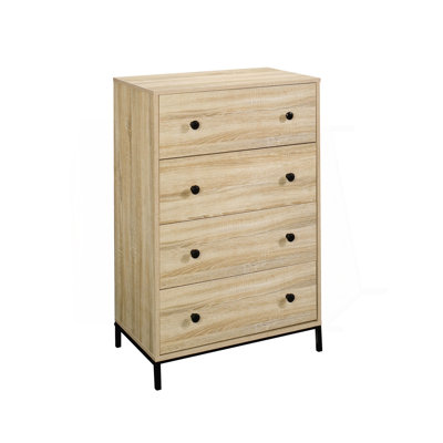 Commode 4 tiroirs, finition brune