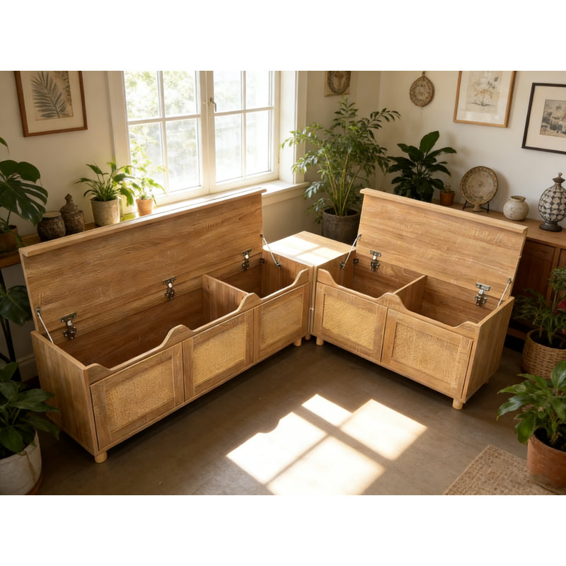 L-Shaped Entryway Bench With Storage