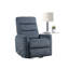 Fauteuil inclinable électrique pivotant Aki, polyester bleu touffeté, mélange de plumes-119907018