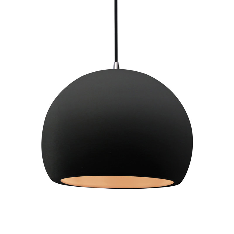 Luminaire suspendu à 1 lumière Aschwin, H 9,25 po x l 12,25 po x P 12,25 po, Noir carbone mat / or champagne, Nickel brossé