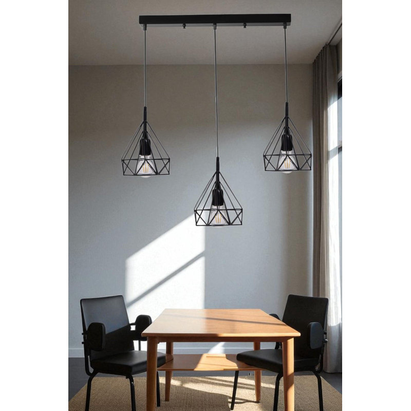 Lustre, Noir, Trois lumières, 3 niveaux