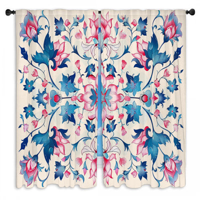 Flower Arrangement Window Curtains  Botanical Parisian Drapes - 2 Panels