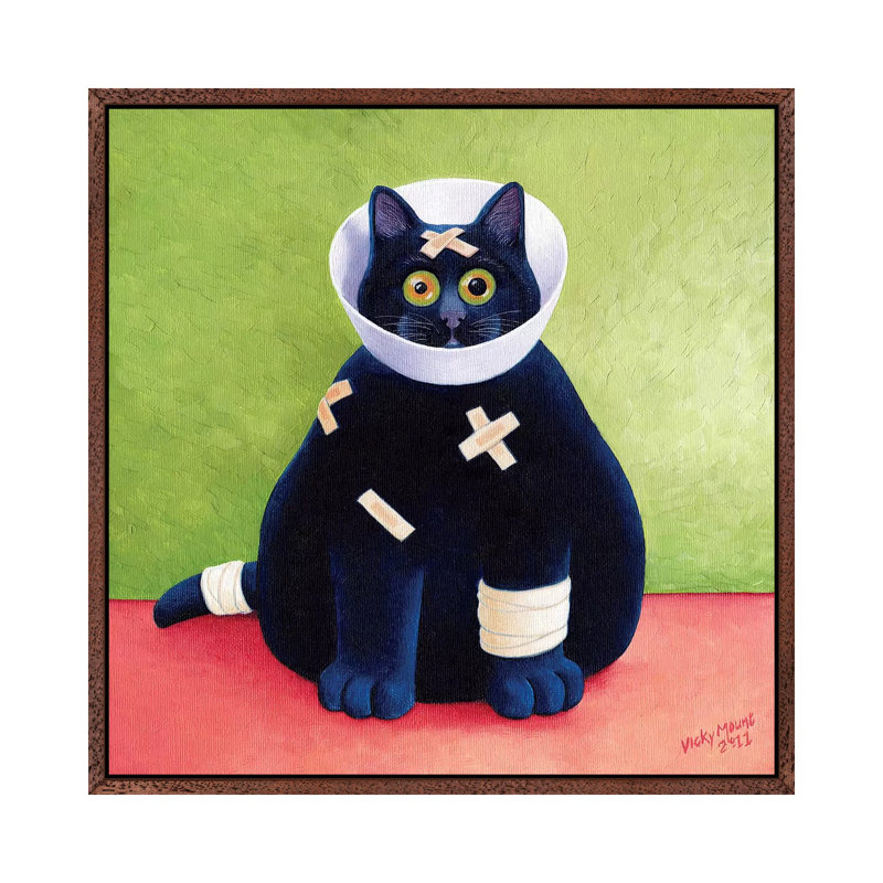 On The Mend by Vicky Mount - Painting on Canvas, Classic Brown Wood Framed, 66.04 cm H x 66.04 cm W