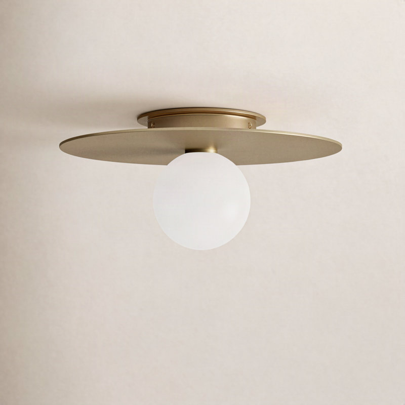 Nodes 1 - Light Flush Mount, Burnished Brass, 6.375" H x 14" W x 14" D
