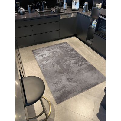 Gray Themed Abstract Patterned Creative Modern Decorative Rug
