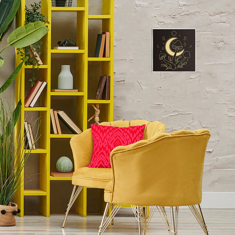 "Dancing Mushroom & Moon", art mural sur bois par mêmeh Hussein