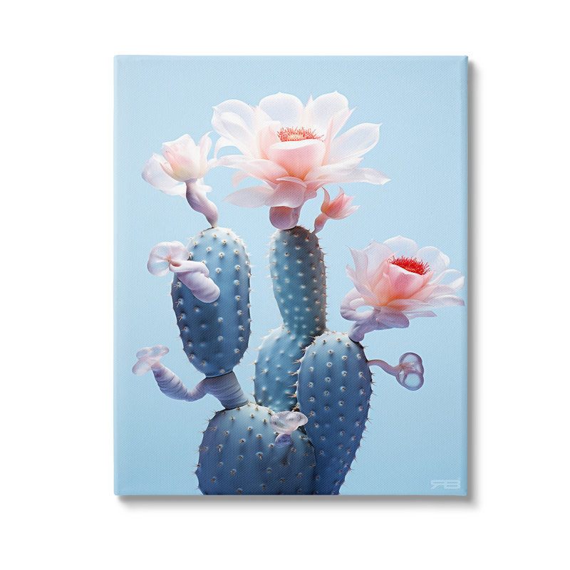 «Southwestern Pink Blooms», art mural sur toile par Rb, H 20 po x l 16 po x P 1,5 po