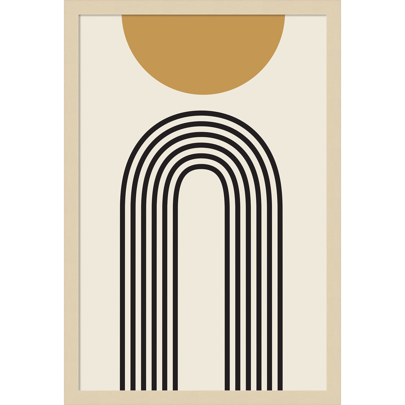 Retro Mountain Sunrise Print, Brown, 25.25" H x 17.25" W x 0.88" D