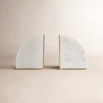 Nata White Marble Bookends