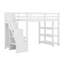 Lit mezzanine avec escalier de rangement, tablettes à 3 niveaux et garde-robe, éclairage DEL-191516708