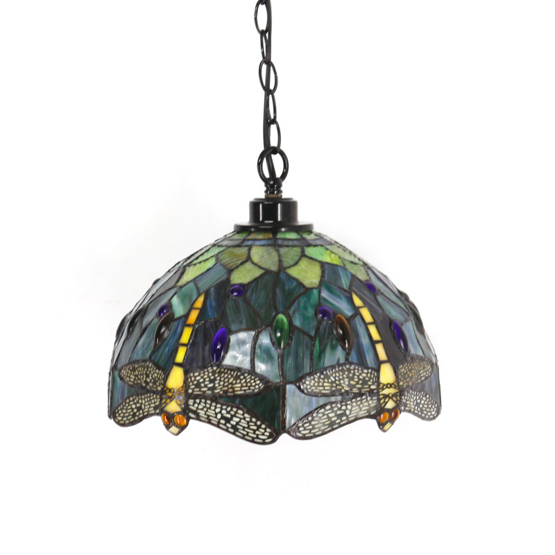 Luminaire suspendu en forme de libellule Tiffany, H 7 po x l 12 po x P 12 po