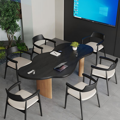 94.49"Modern Minimalist Solid Wood Cloud‑Shaped Conference Table, Office Negotiation Desk